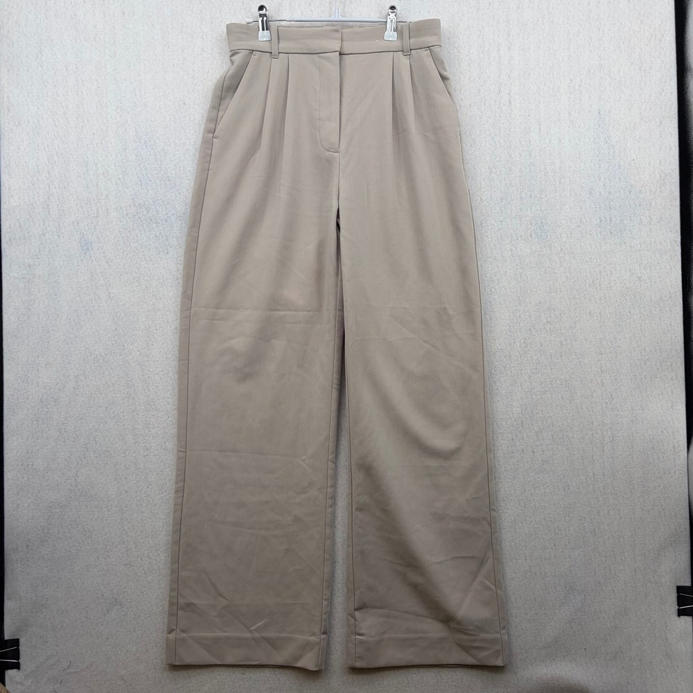 Abercrombie & Fitch Sloane Tailored Wide Leg Pants Tan Beige Pleated Size 4R 27